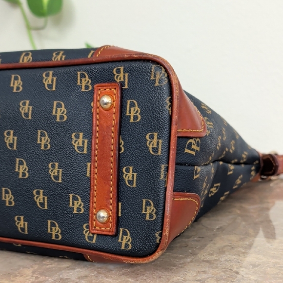 Dooney & Bourke Dark Blue and Brown Leather Shoulder Bag - Picture 7 of 15